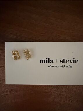 Gold Crystal 'B' Initial Stud Earrings